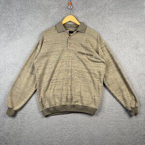 Thomson Shirtmakers Sweater Polo Shirt Medium Beige Vintage Lightweight Cotton